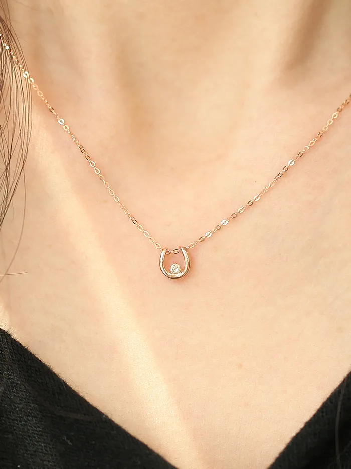 Necklaces MinimalBijoux 14K 18K Gold Horse Hoof Cognac Diamond Necklace