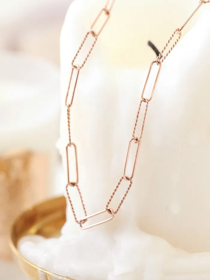 Necklaces MinimalBijoux 14K 18K Gold Twist Square Chain Necklace