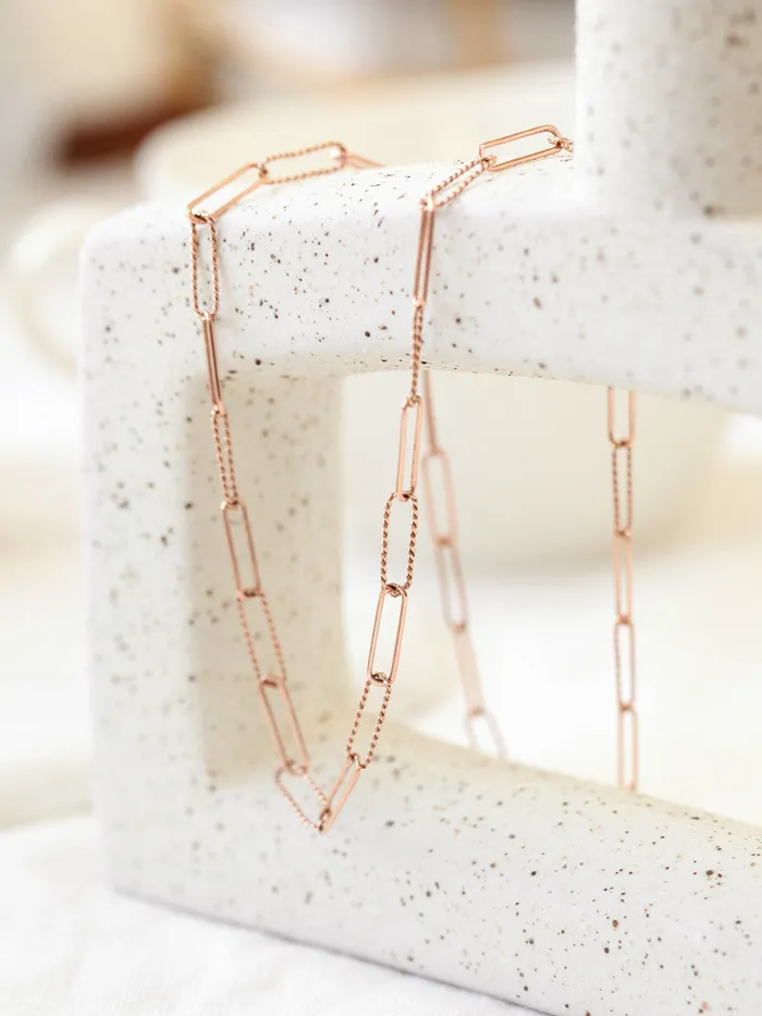 Necklaces MinimalBijoux 14K 18K Gold Twist Square Chain Necklace