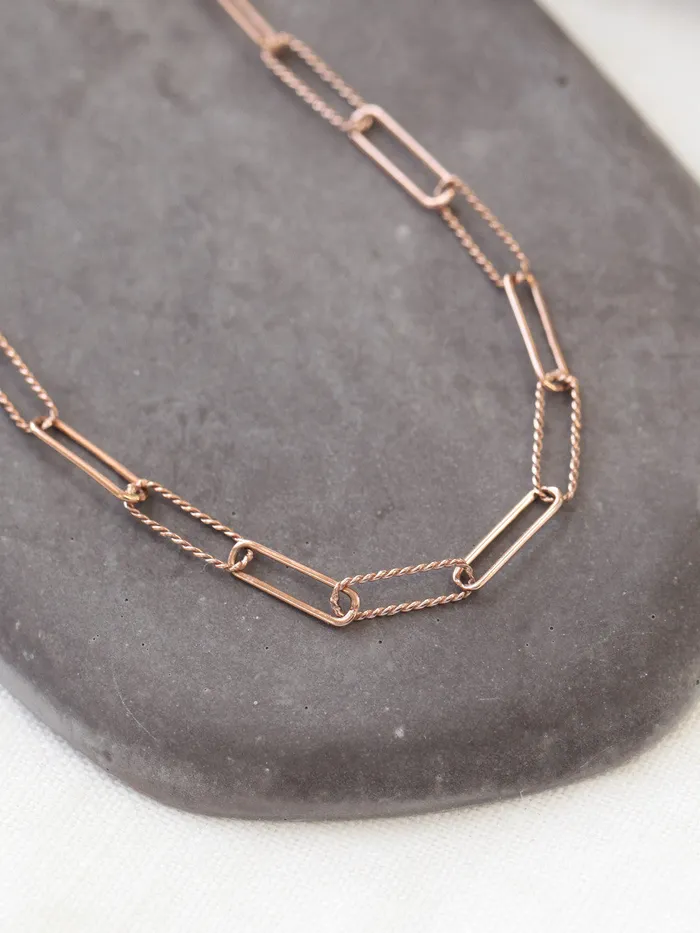 Necklaces MinimalBijoux 14K 18K Gold Twist Square Chain Necklace
