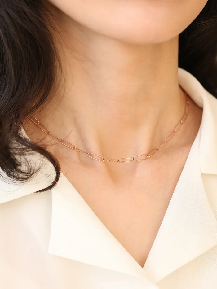 Necklaces MinimalBijoux 14K 18K Gold Twist Square Chain Necklace