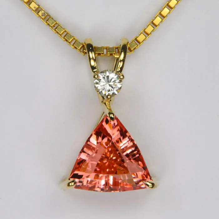 Necklaces Moriartys Gem Art 14K Yellow Gold Trilliant Cut 233 Carat Touramaline and Diamond Pendant Necklaces Moriartys Gem Art 14K Yellow Gold Trilliant Cut 233 Carat Touramaline and Diamond Pendant