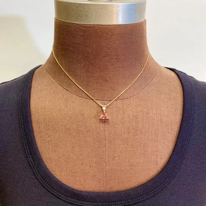 Necklaces Moriartys Gem Art 14K Yellow Gold Trilliant Cut 233 Carat Touramaline and Diamond Pendant