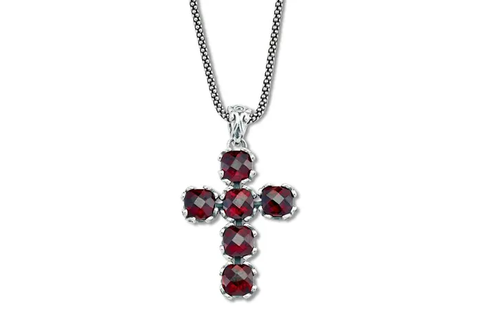 Necklaces Samuel B Glow Cross Pendant Garnet