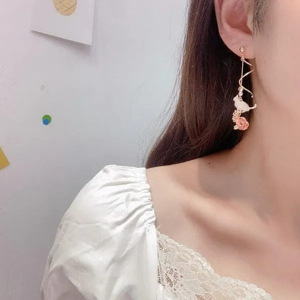 Ornate Flowers Beautiful Cat Earrings CatCurio Pet Store Earrings