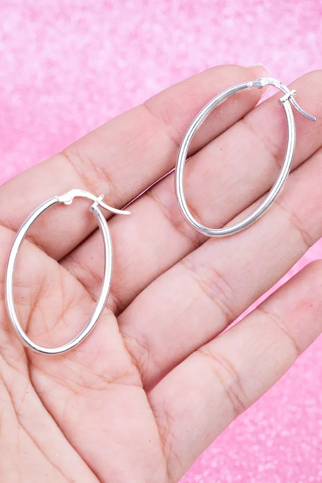 Plain Oval Hoop 02 Earring KOAY Silver Store Earrings