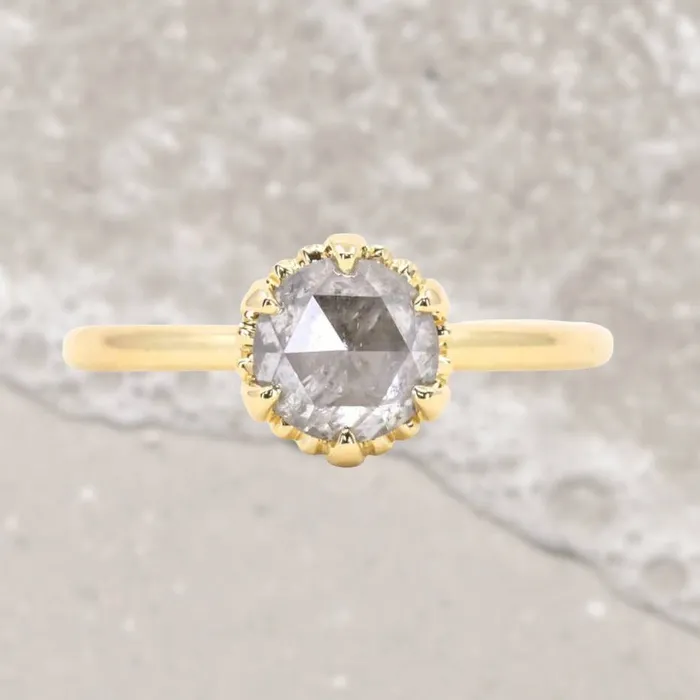 PreStyled Sets 130ct Rosecut Diamond Scallop Cup Solitaire in 18K Yellow Gold Anueva Jewelry PreStyled Sets 130ct Rosecut Diamond Scallop Cup Solitaire in 18K Yellow Gold Anueva Jewelry