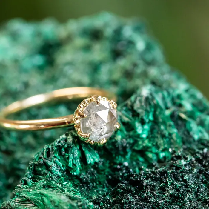 PreStyled Sets 130ct Rosecut Diamond Scallop Cup Solitaire in 18K Yellow Gold Anueva Jewelry