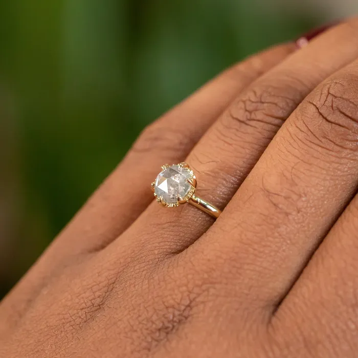 PreStyled Sets 130ct Rosecut Diamond Scallop Cup Solitaire in 18K Yellow Gold Anueva Jewelry