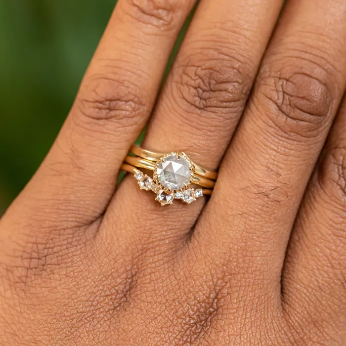 PreStyled Sets 130ct Rosecut Diamond Scallop Cup Solitaire in 18K Yellow Gold Anueva Jewelry