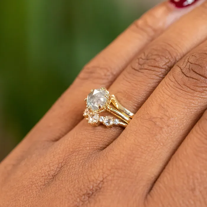 PreStyled Sets 130ct Rosecut Diamond Scallop Cup Solitaire in 18K Yellow Gold Anueva Jewelry