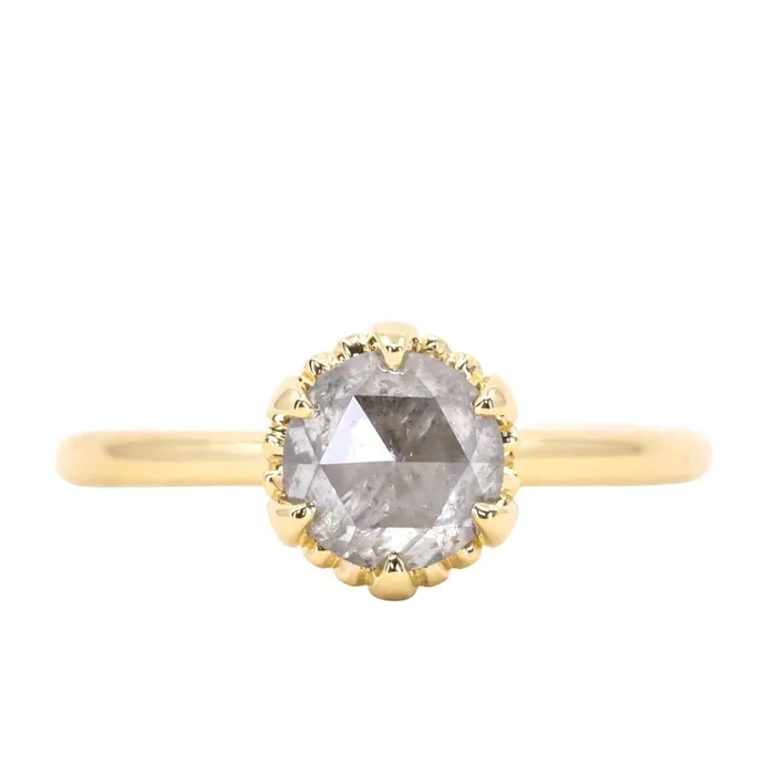 PreStyled Sets 130ct Rosecut Diamond Scallop Cup Solitaire in 18K Yellow Gold Anueva Jewelry