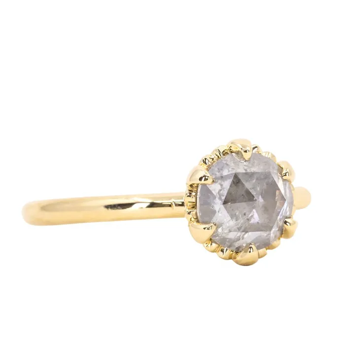 PreStyled Sets 130ct Rosecut Diamond Scallop Cup Solitaire in 18K Yellow Gold Anueva Jewelry