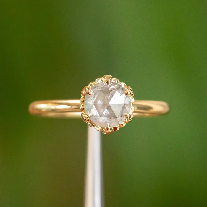 PreStyled Sets 130ct Rosecut Diamond Scallop Cup Solitaire in 18K Yellow Gold Anueva Jewelry