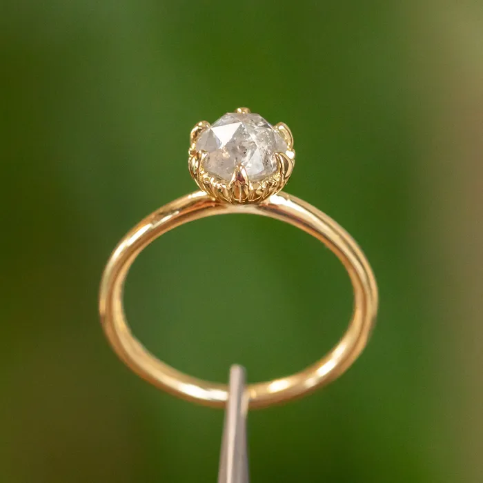 PreStyled Sets 130ct Rosecut Diamond Scallop Cup Solitaire in 18K Yellow Gold Anueva Jewelry