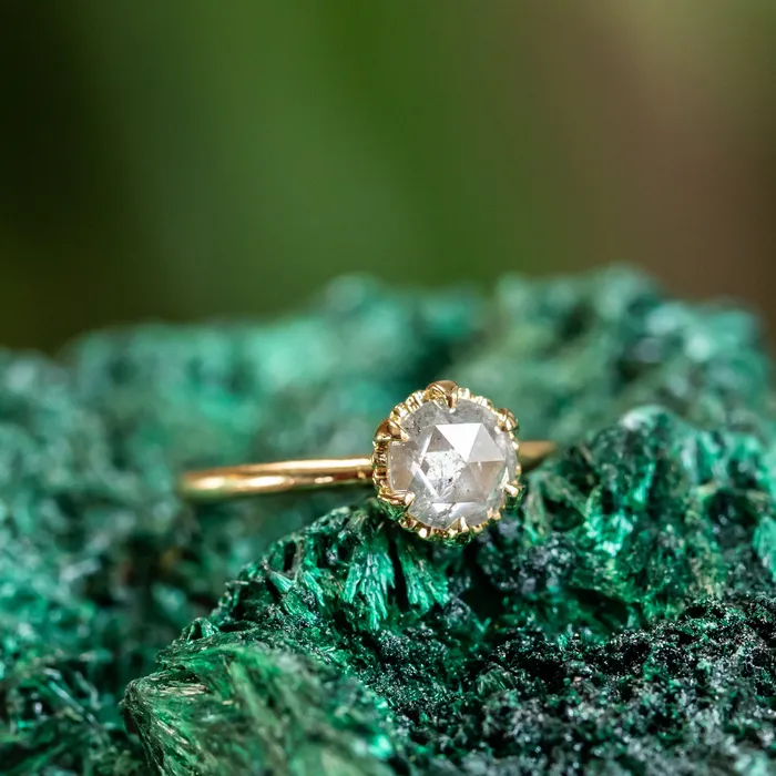 PreStyled Sets 130ct Rosecut Diamond Scallop Cup Solitaire in 18K Yellow Gold Anueva Jewelry