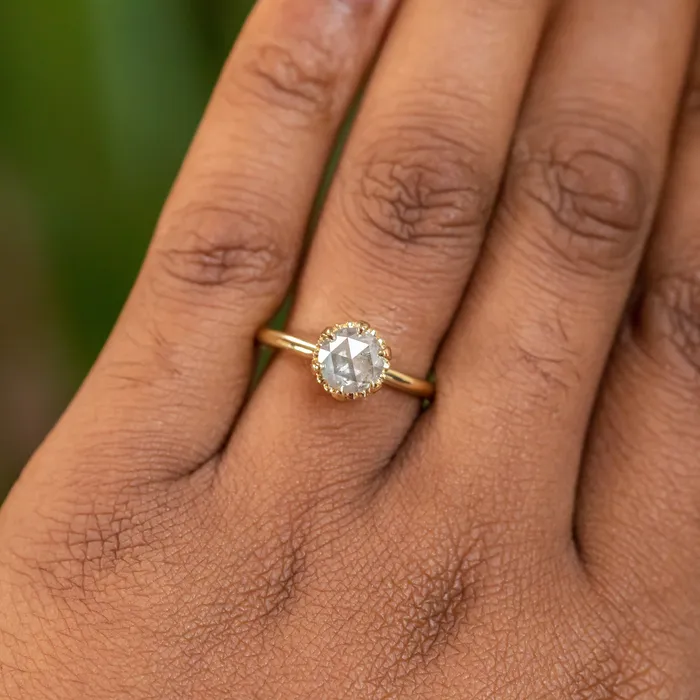 PreStyled Sets 130ct Rosecut Diamond Scallop Cup Solitaire in 18K Yellow Gold Anueva Jewelry