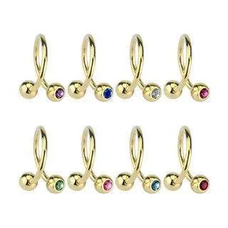 PreStyled Sets 14g CZ Gold Spiral Barbell Tulsa Body Jewelry