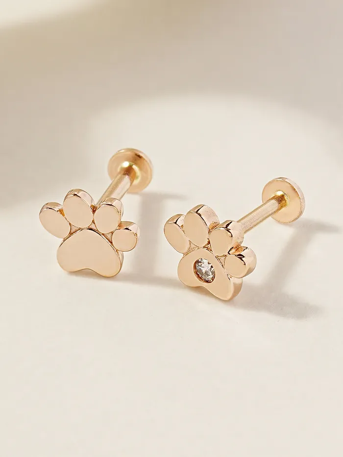 PreStyled Sets 14K Gold Jelly Paw Internally Threaded Labret Piercing 18G16G MinimalBijoux PreStyled Sets 14K Gold Jelly Paw Internally Threaded Labret Piercing 18G16G MinimalBijoux