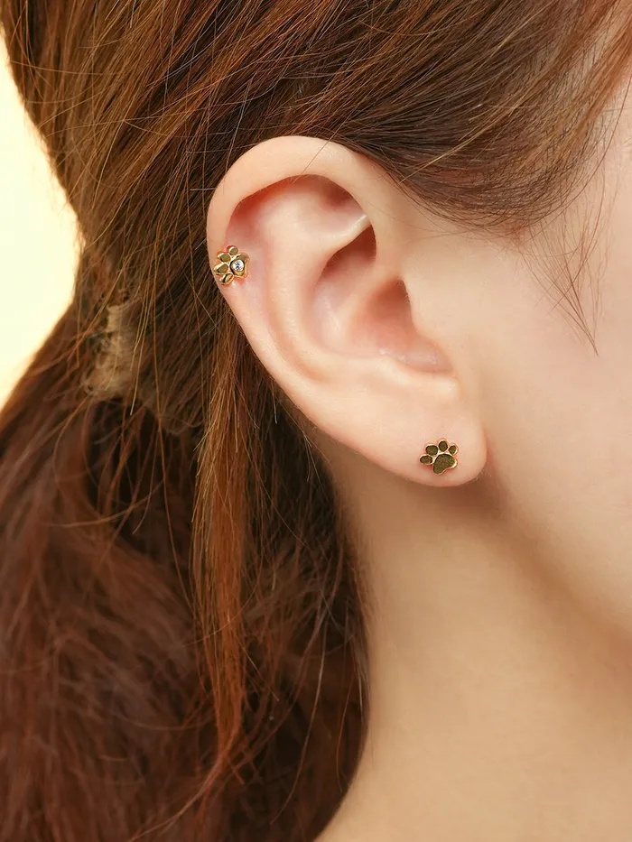 PreStyled Sets 14K Gold Jelly Paw Internally Threaded Labret Piercing 18G16G MinimalBijoux