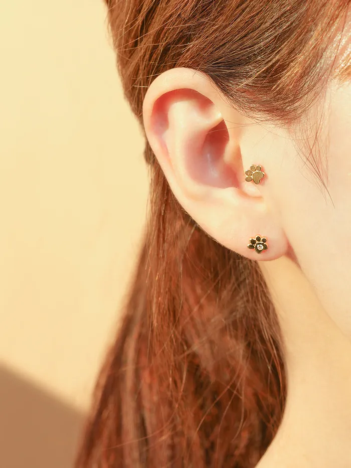 PreStyled Sets 14K Gold Jelly Paw Internally Threaded Labret Piercing 18G16G MinimalBijoux