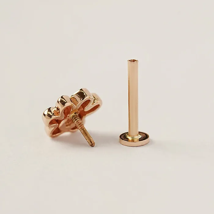 PreStyled Sets 14K Gold Jelly Paw Internally Threaded Labret Piercing 18G16G MinimalBijoux
