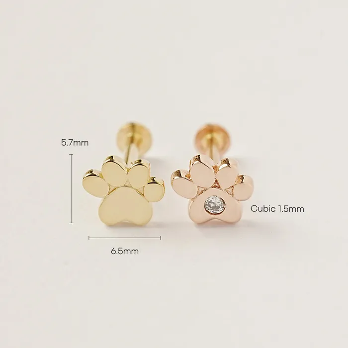 PreStyled Sets 14K Gold Jelly Paw Internally Threaded Labret Piercing 18G16G MinimalBijoux