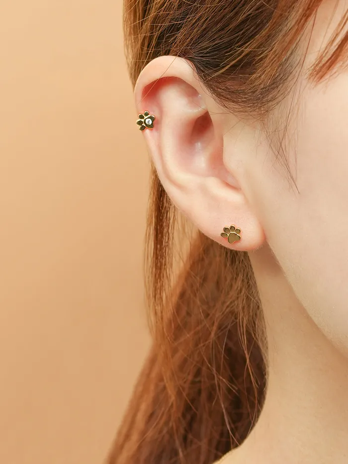 PreStyled Sets 14K Gold Jelly Paw Internally Threaded Labret Piercing 18G16G MinimalBijoux