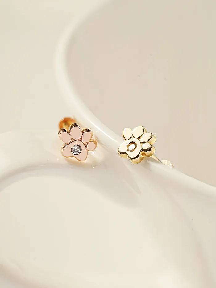 PreStyled Sets 14K Gold Jelly Paw Internally Threaded Labret Piercing 18G16G MinimalBijoux
