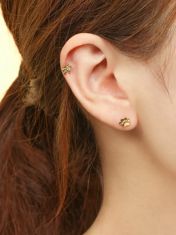 PreStyled Sets 14K Gold Jelly Paw Internally Threaded Labret Piercing 18G16G MinimalBijoux
