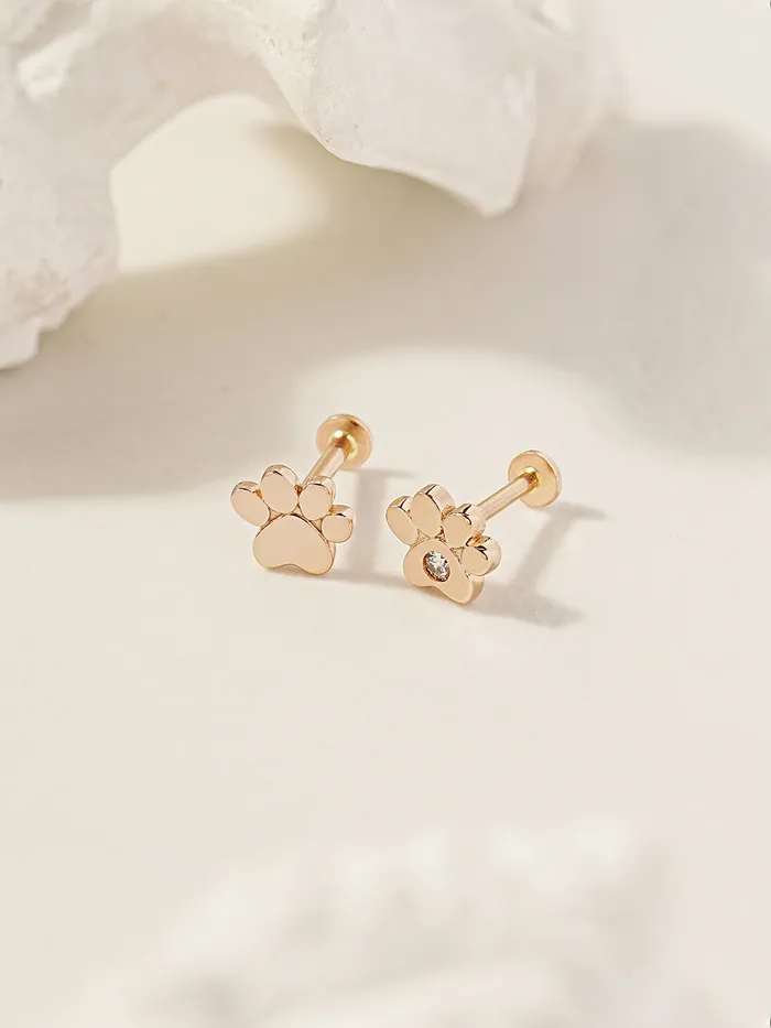 PreStyled Sets 14K Gold Jelly Paw Internally Threaded Labret Piercing 18G16G MinimalBijoux