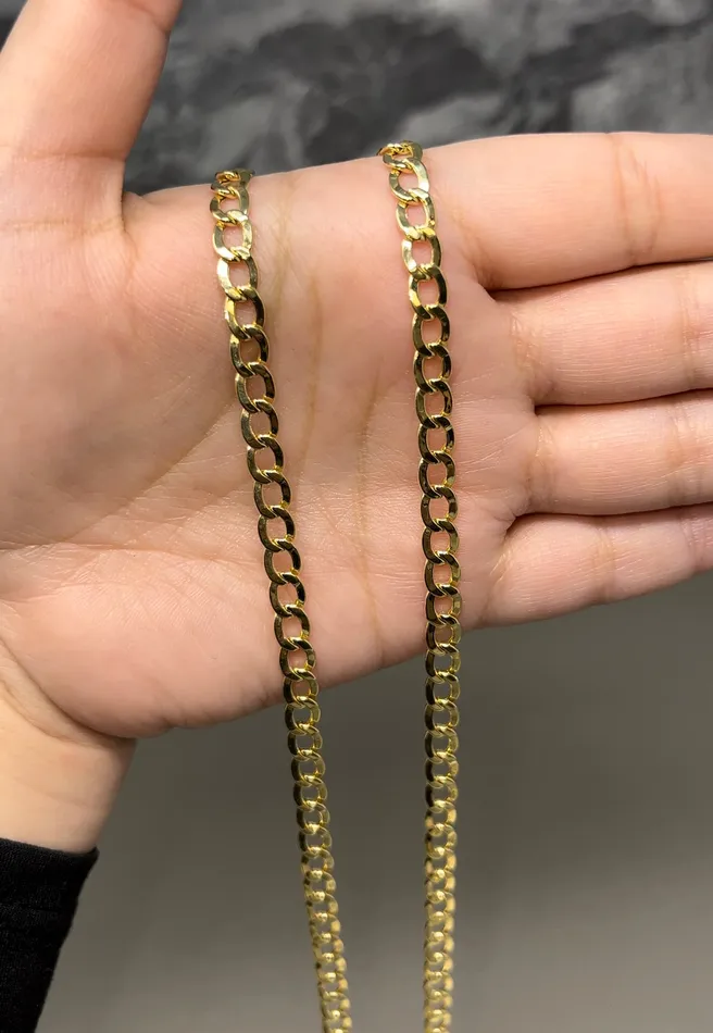 PreStyled Sets 14k Gold Solid Curb Chain 55mm AB and J jewelry