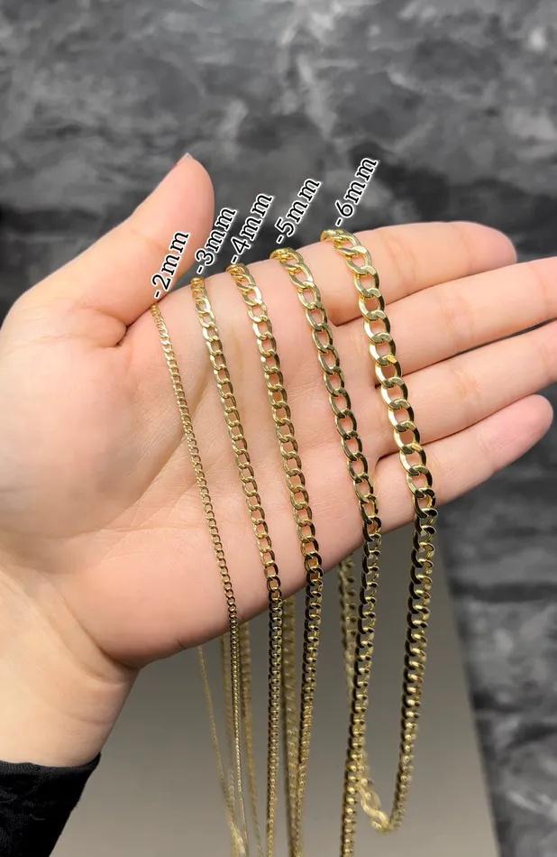 PreStyled Sets 14k Gold Solid Curb Chain 55mm AB and J jewelry