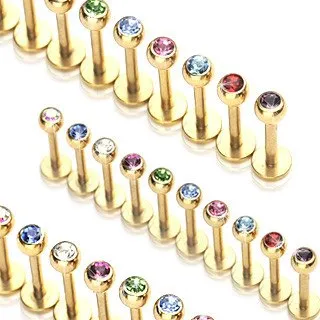 PreStyled Sets 16g CZ Gold Labret Tulsa Body Jewelry PreStyled Sets 16g CZ Gold Labret Tulsa Body Jewelry