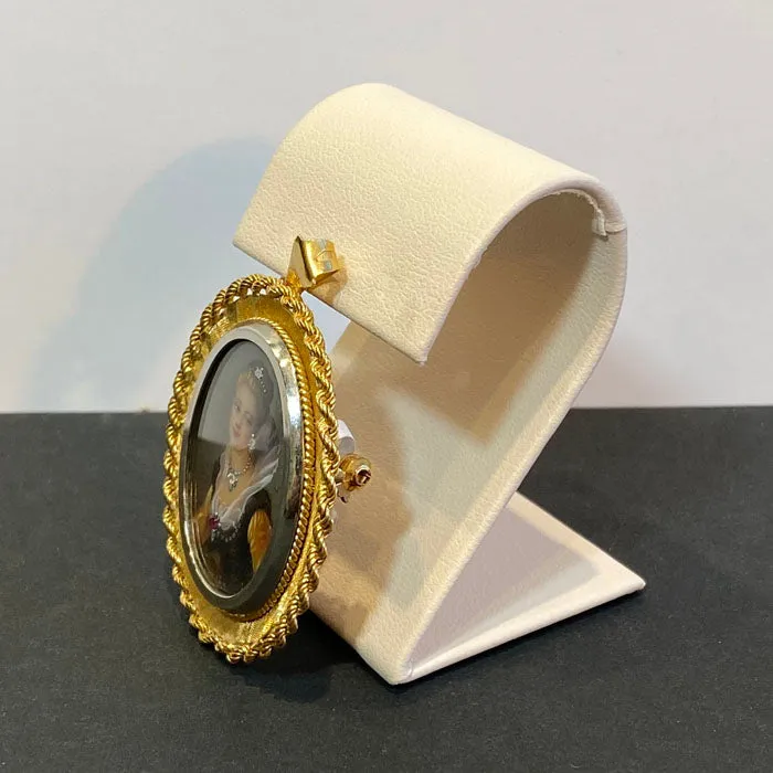 PreStyled Sets 18K Yellow Gold Hand Painted PendantPin with Ruby and Diamond Moriartys Gem Art