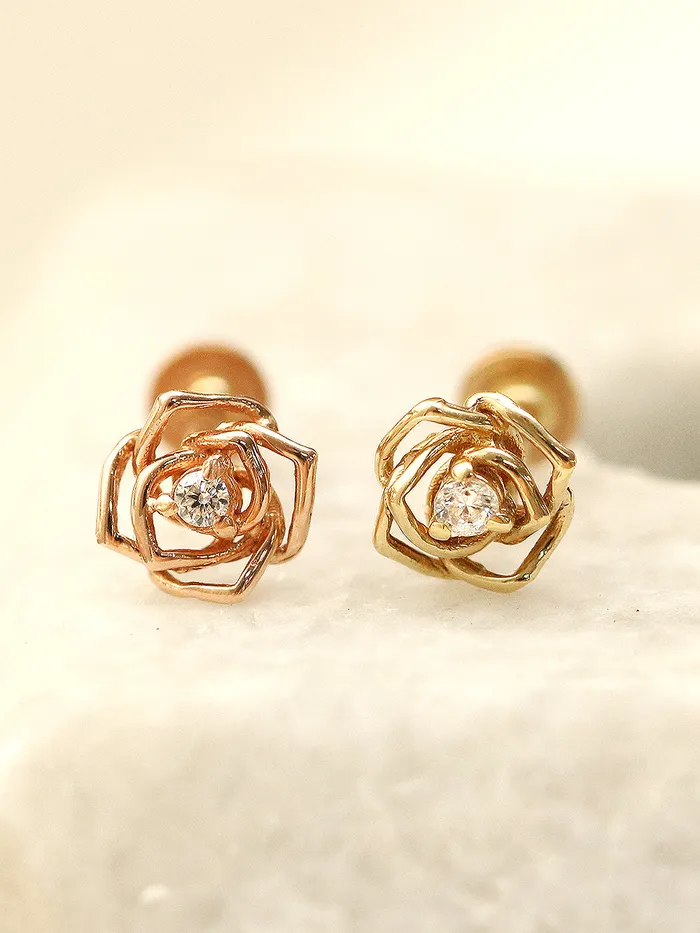 PreStyled Sets MinimalBijoux 14K Gold Mini Cubic Rose Internally Threaded Labret Piercing 18G16G