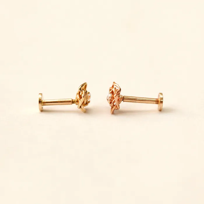 PreStyled Sets MinimalBijoux 14K Gold Mini Cubic Rose Internally Threaded Labret Piercing 18G16G