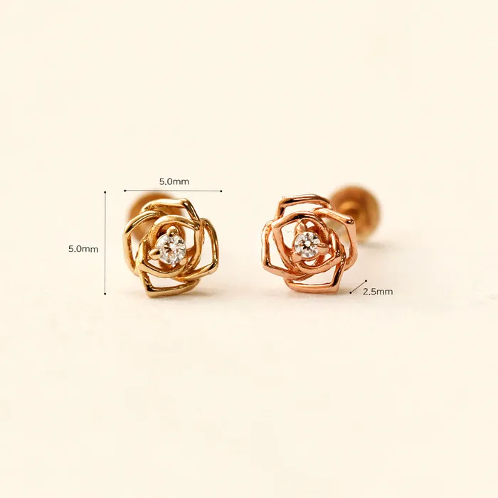 PreStyled Sets MinimalBijoux 14K Gold Mini Cubic Rose Internally Threaded Labret Piercing 18G16G