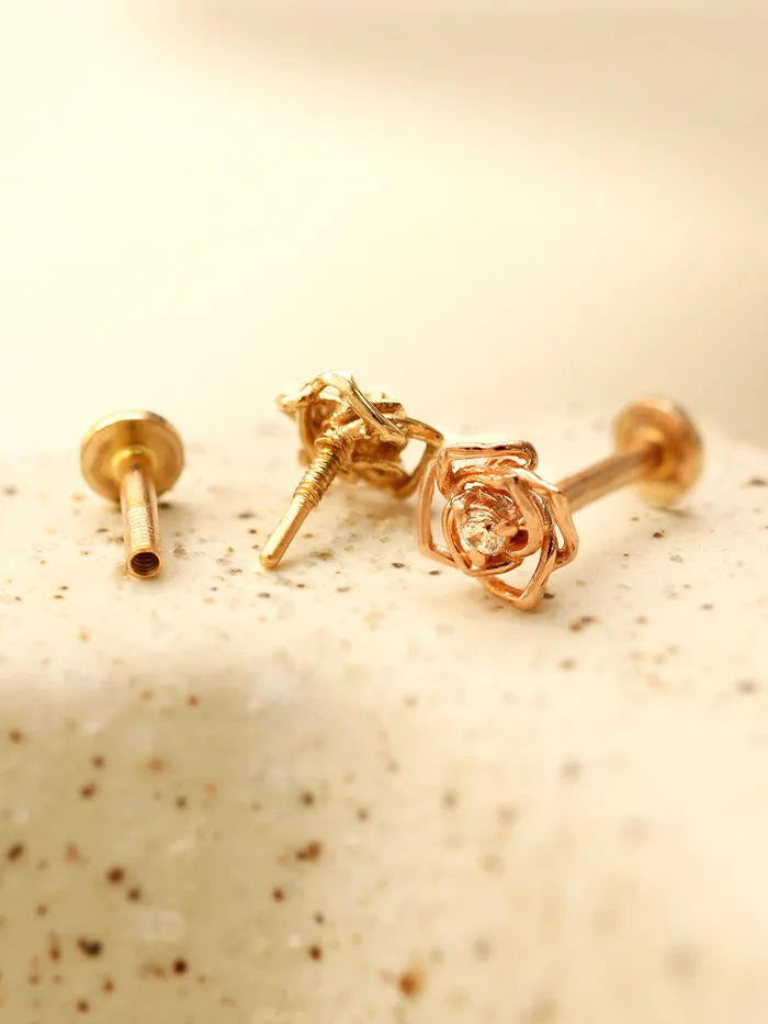 PreStyled Sets MinimalBijoux 14K Gold Mini Cubic Rose Internally Threaded Labret Piercing 18G16G