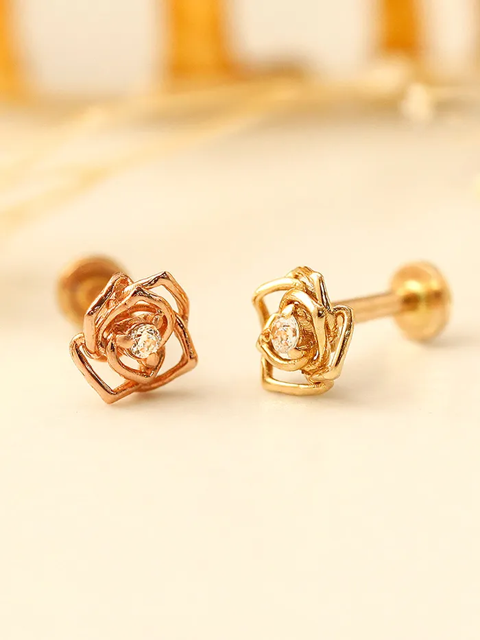 PreStyled Sets MinimalBijoux 14K Gold Mini Cubic Rose Internally Threaded Labret Piercing 18G16G