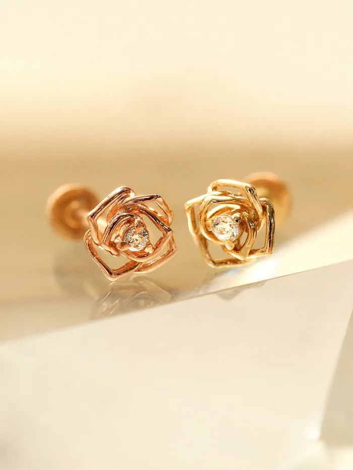 PreStyled Sets MinimalBijoux 14K Gold Mini Cubic Rose Internally Threaded Labret Piercing 18G16G