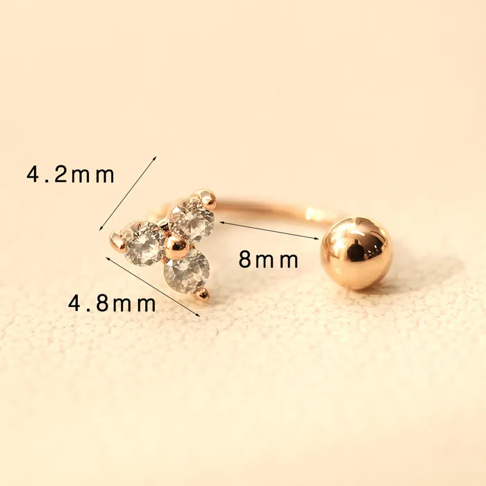 PreStyled Sets MinimalBijoux 14K Gold Triangle Cubic Ball Curve Piercing 20G