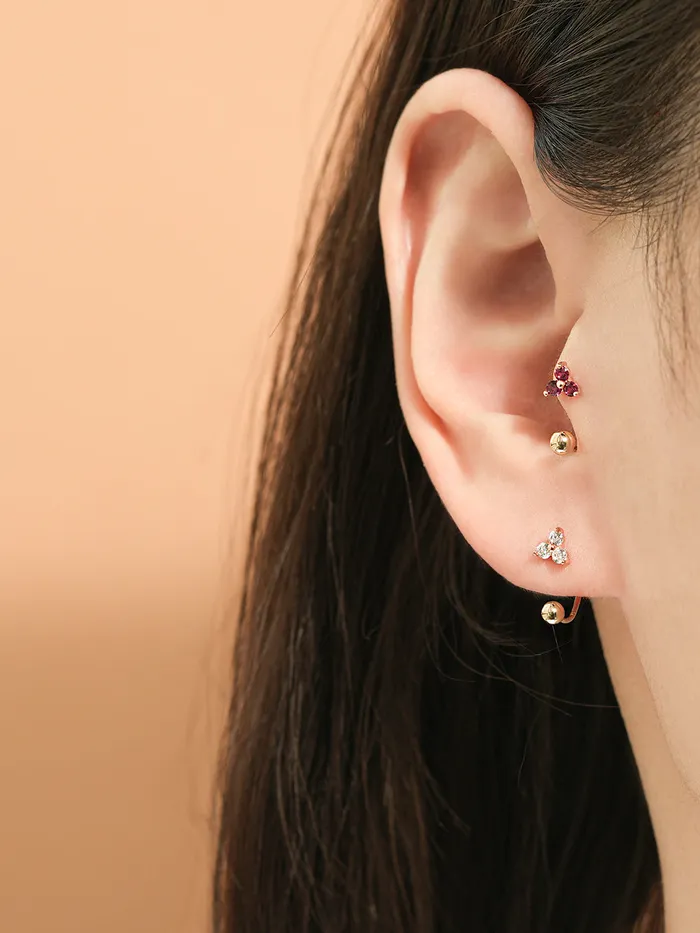 PreStyled Sets MinimalBijoux 14K Gold Triangle Cubic Ball Curve Piercing 20G