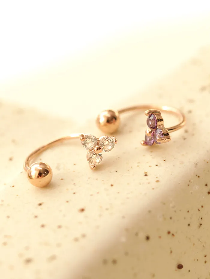 PreStyled Sets MinimalBijoux 14K Gold Triangle Cubic Ball Curve Piercing 20G