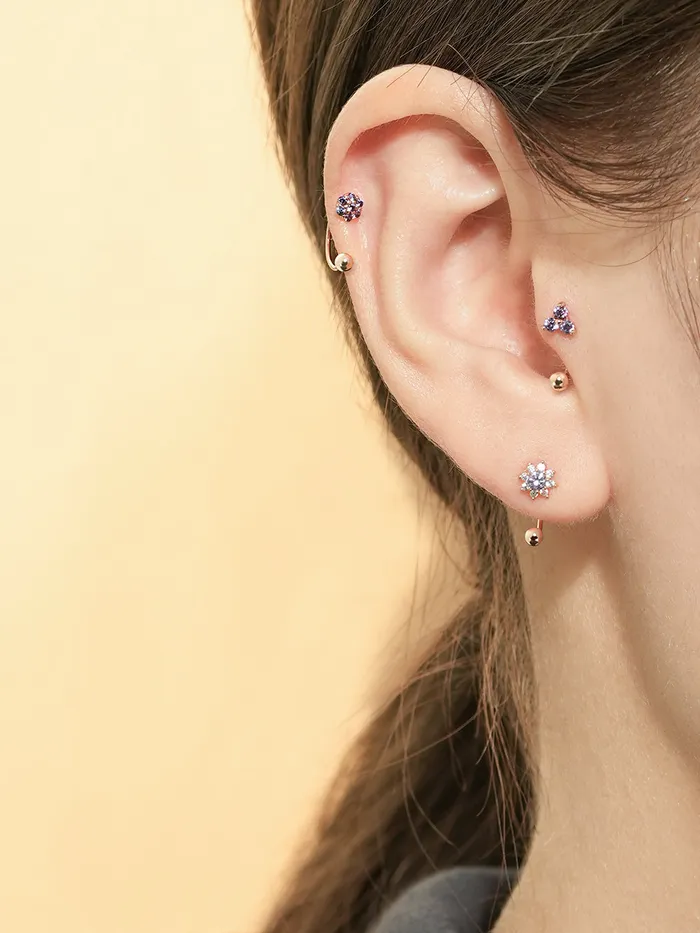 PreStyled Sets MinimalBijoux 14K Gold Triangle Cubic Ball Curve Piercing 20G