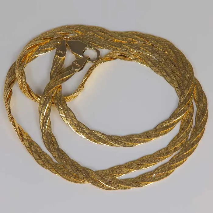 PreStyled Sets Moriartys Gem Art 14K Yellow Gold Twisted Herringbone Chain 17