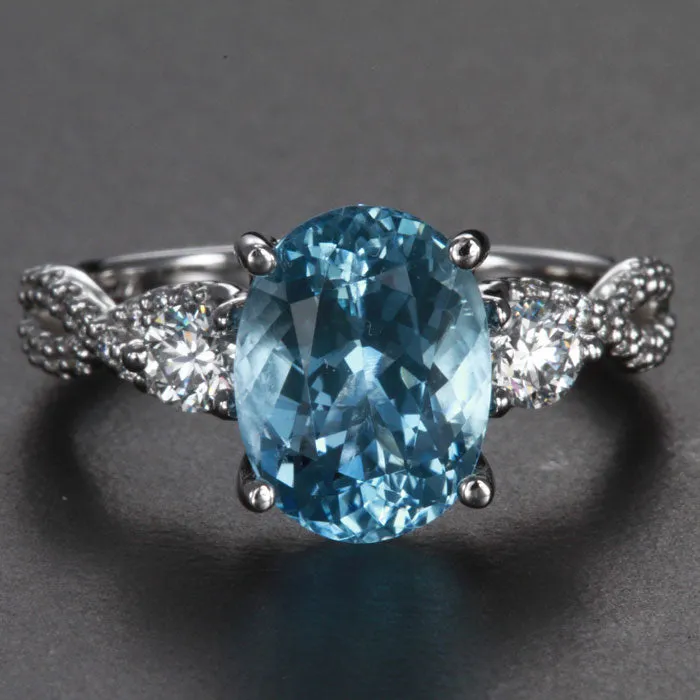 Rings 14K White Gold Aquamarine and Diamond Ring 298 Carats Moriartys Gem Art Rings 14K White Gold Aquamarine and Diamond Ring 298 Carats Moriartys Gem Art