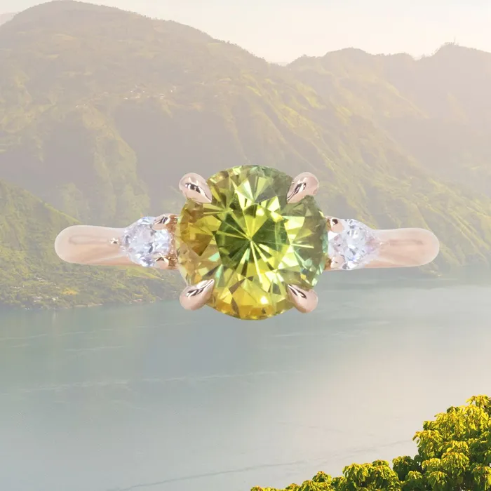 Rings 266ct Parti Madagascar Sapphire and Diamond Three Stone Ring in 14K Rose Gold JEWELMINE GEMS Rings 266ct Parti Madagascar Sapphire and Diamond Three Stone Ring in 14K Rose Gold JEWELMINE GEMS