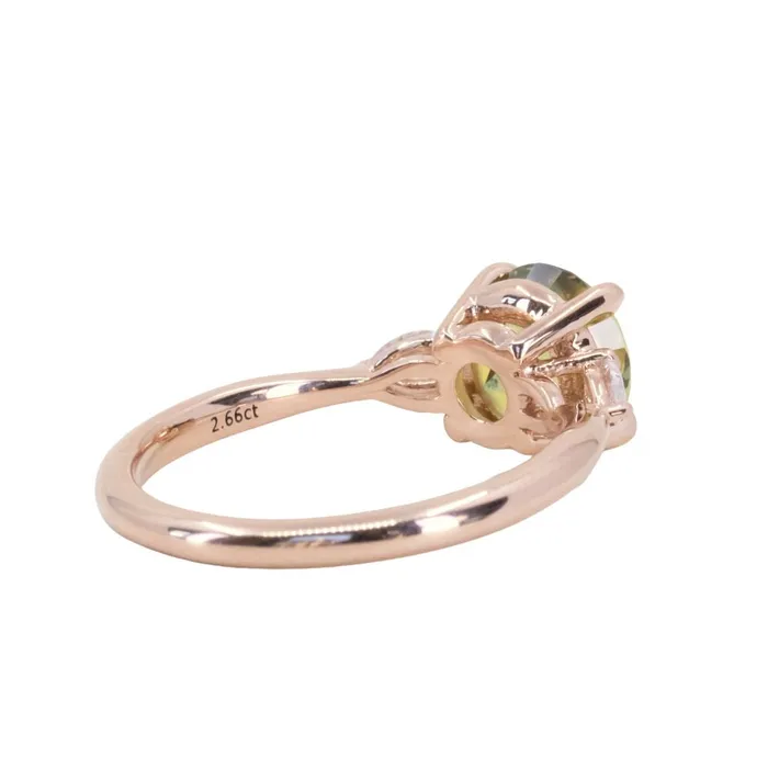 Rings 266ct Parti Madagascar Sapphire and Diamond Three Stone Ring in 14K Rose Gold JEWELMINE GEMS