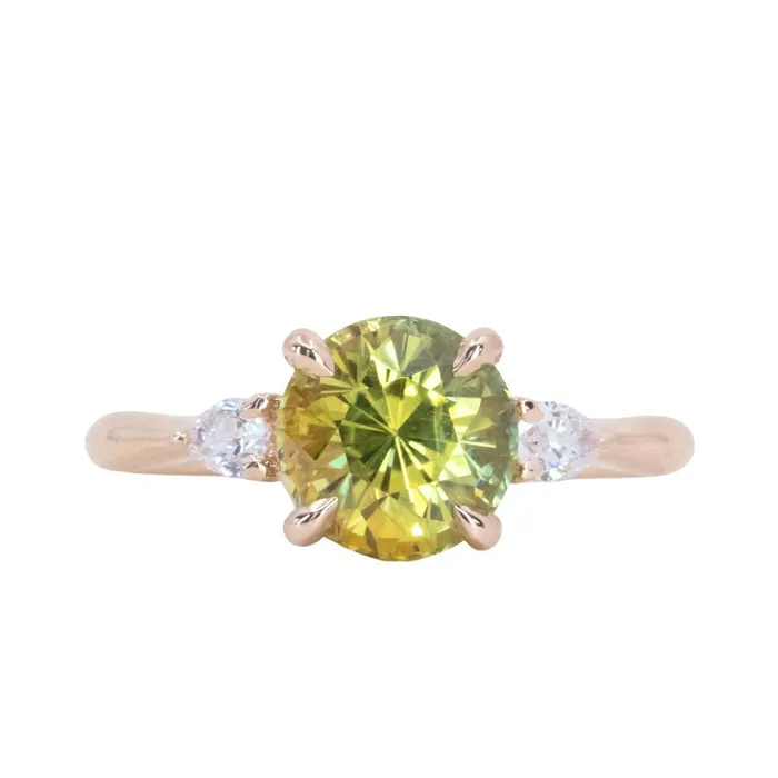 Rings 266ct Parti Madagascar Sapphire and Diamond Three Stone Ring in 14K Rose Gold JEWELMINE GEMS